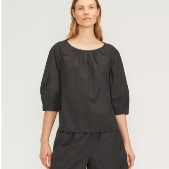 EVERLANE The Poplin Pleated Taper Pants and Poplin top Size L/14 black - Picture 4 of 10